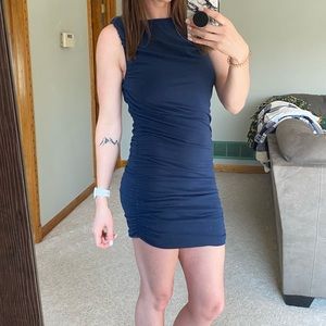 VENUS navy bodycon ruched dress